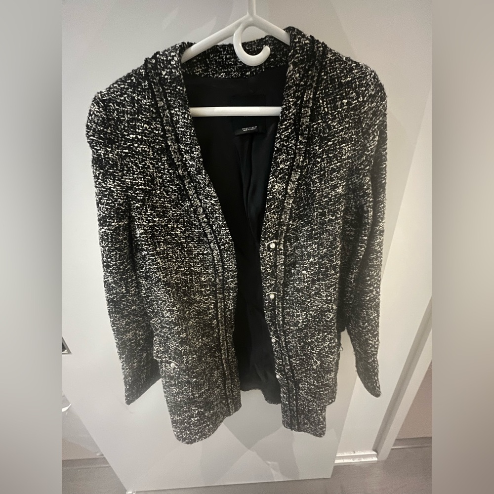 New Mango Black and White Tweed Cardigan
